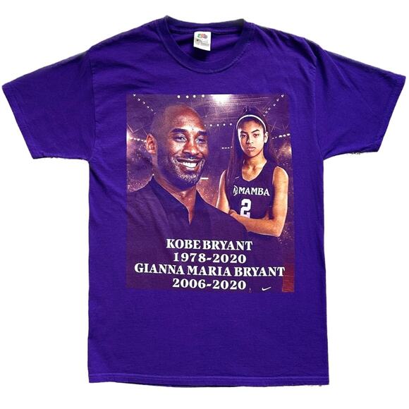 Kobe & Gianna M. Bryant Double Sided Tribute Graphic Tee Purple Size M - Picture 1 of 8